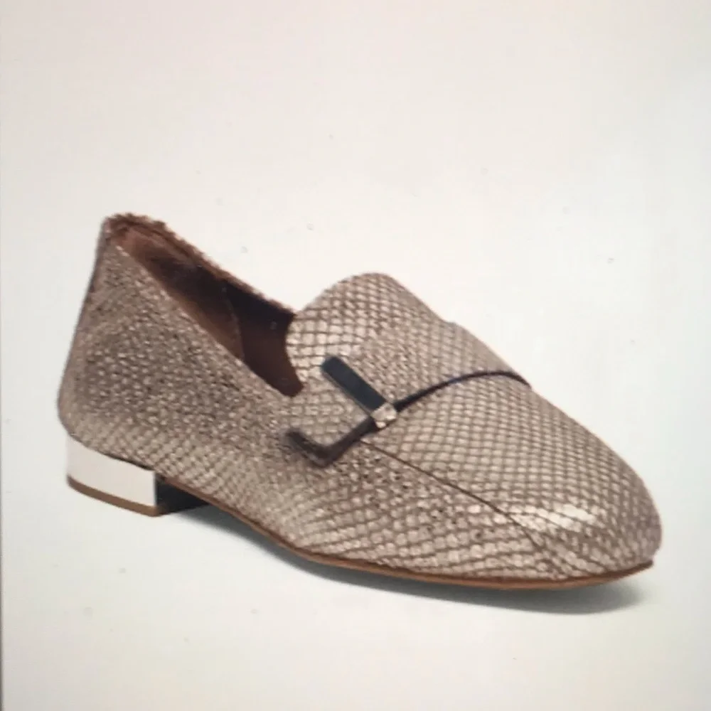 Donald J Pliner Elli Platino Soft Metallic Snake Print Loafer
